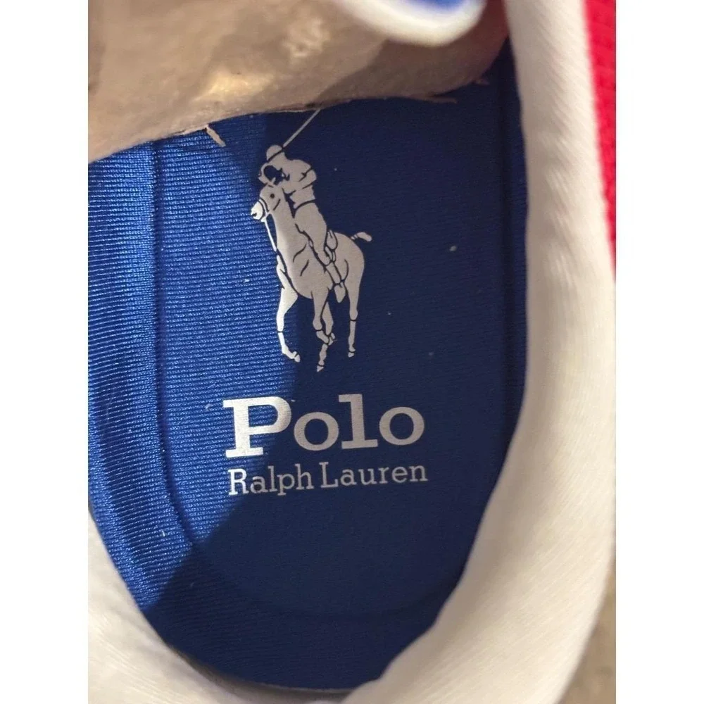 Polo Ralph Lauren Train 85 Sneakers Red White Blue Suede Mesh Mens Shoes